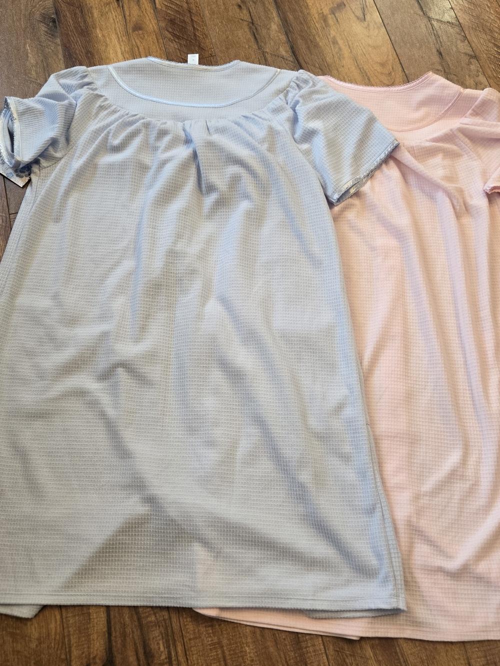 ***2***Adonna Women's Short Sleeve Button Front Nightgowns - Blue & Pink - Picture 2 of 10